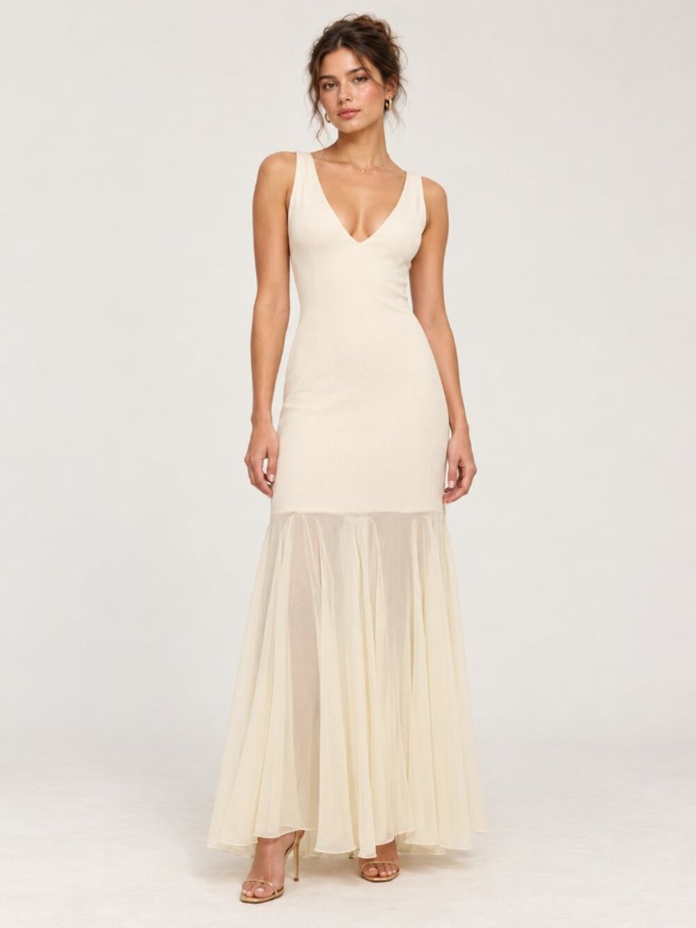 Abercrombie Plunge Godet Skirt Maxi Dress